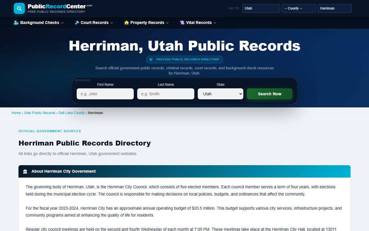 herriman city public records information probate court