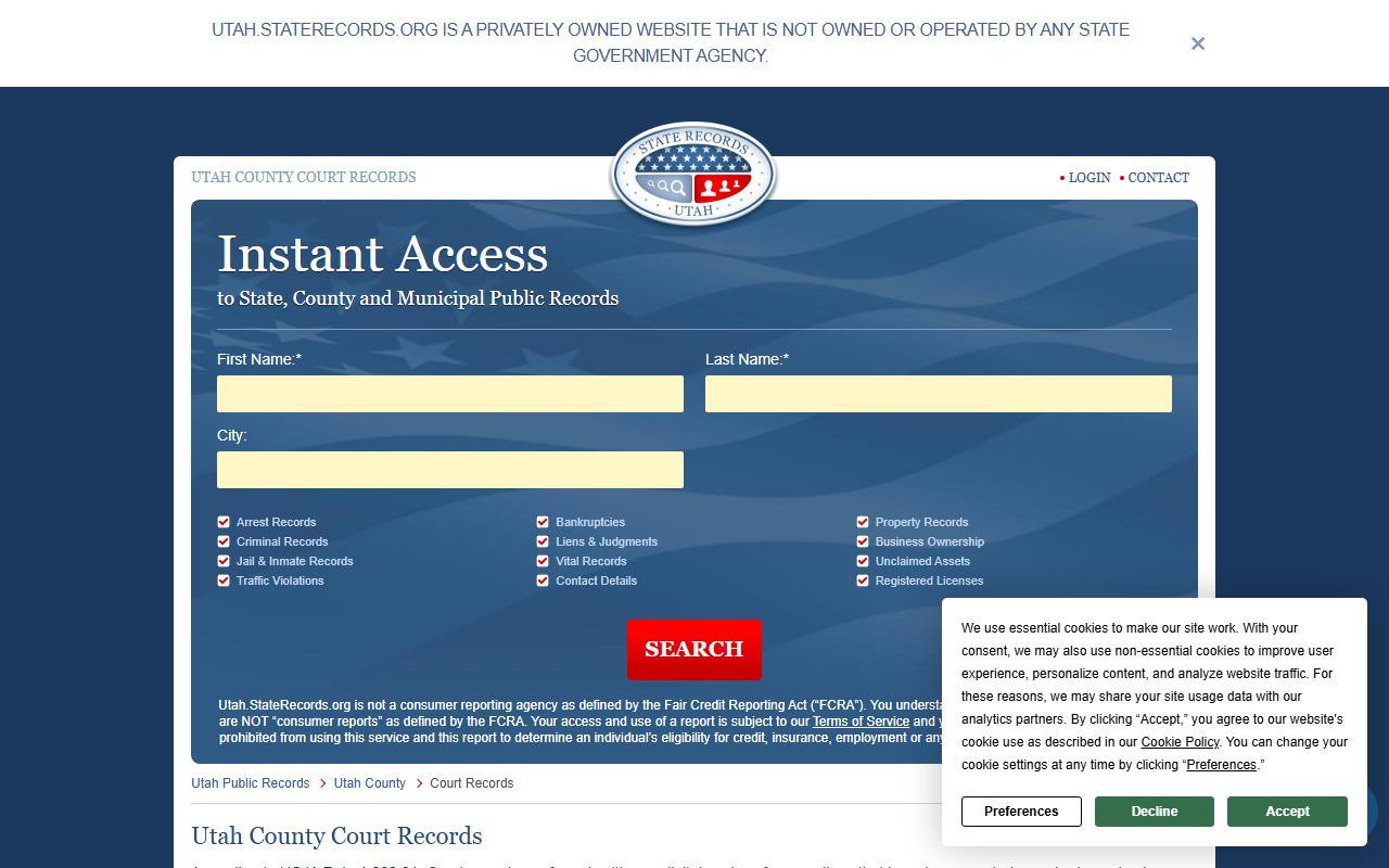 orem city justice court probate court records utah county