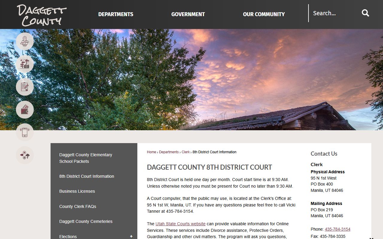 daggett county probate court records eighth district court information manila utah