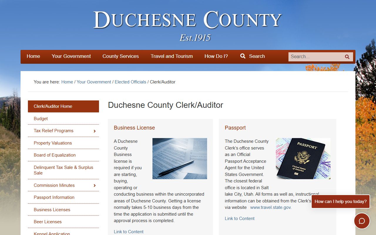 Duchesne County Clerk Auditor office for Duchesne County probate court records
