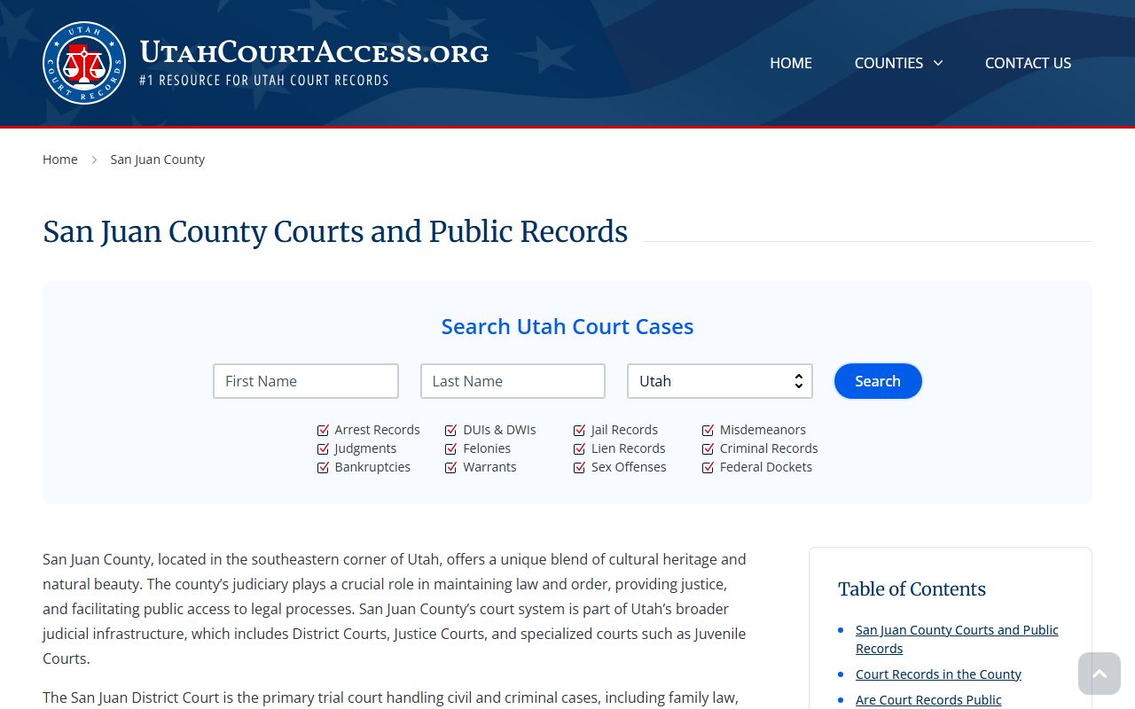 san juan county probate court records utah court access online search tool