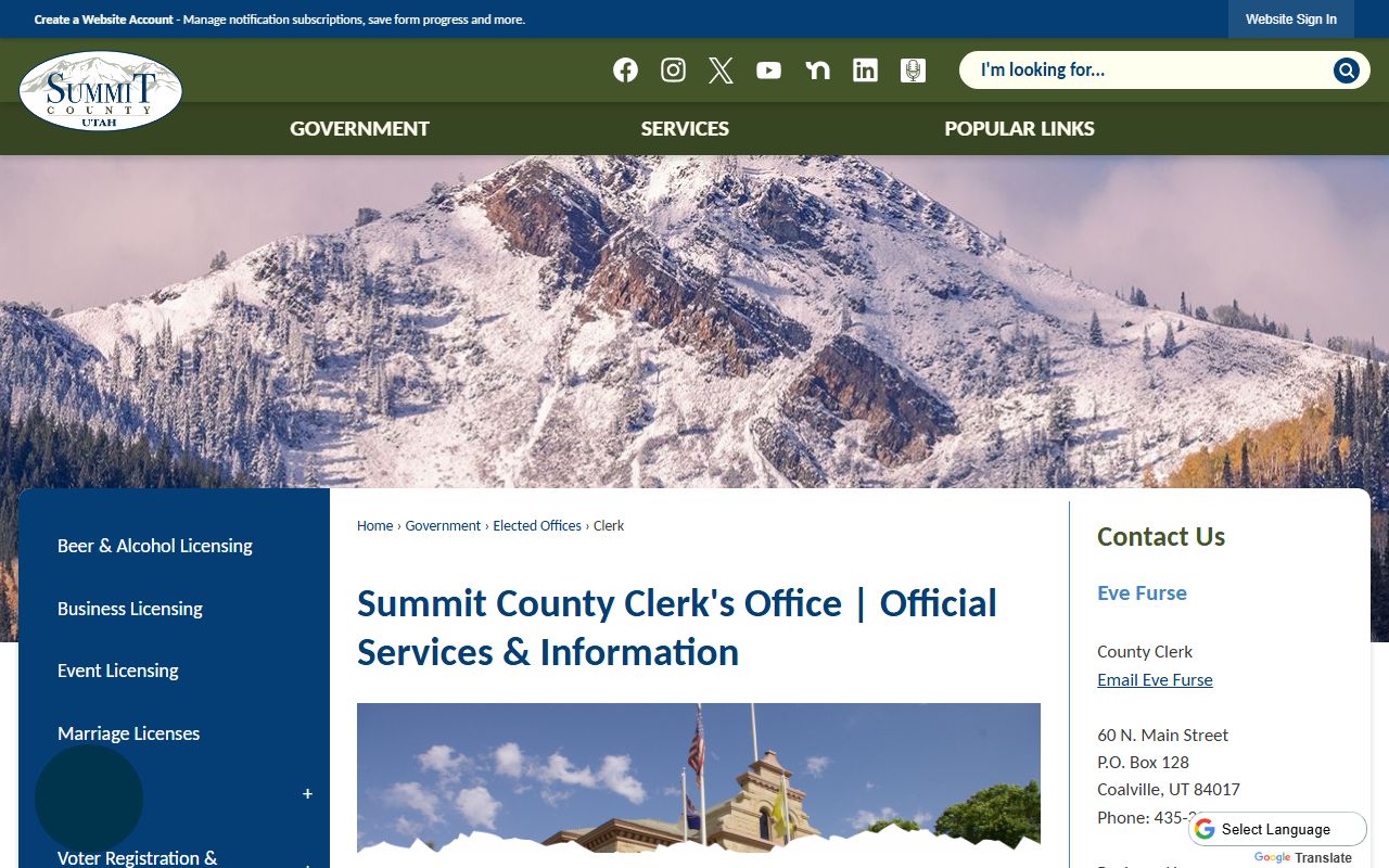 Summit County Clerk office for Summit County probate court records