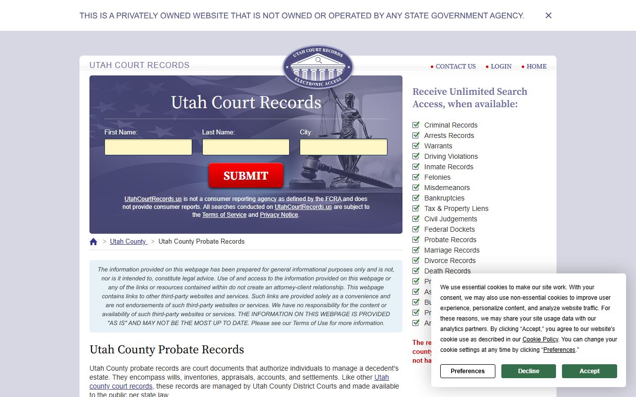 utah county probate court records fourth district court provo